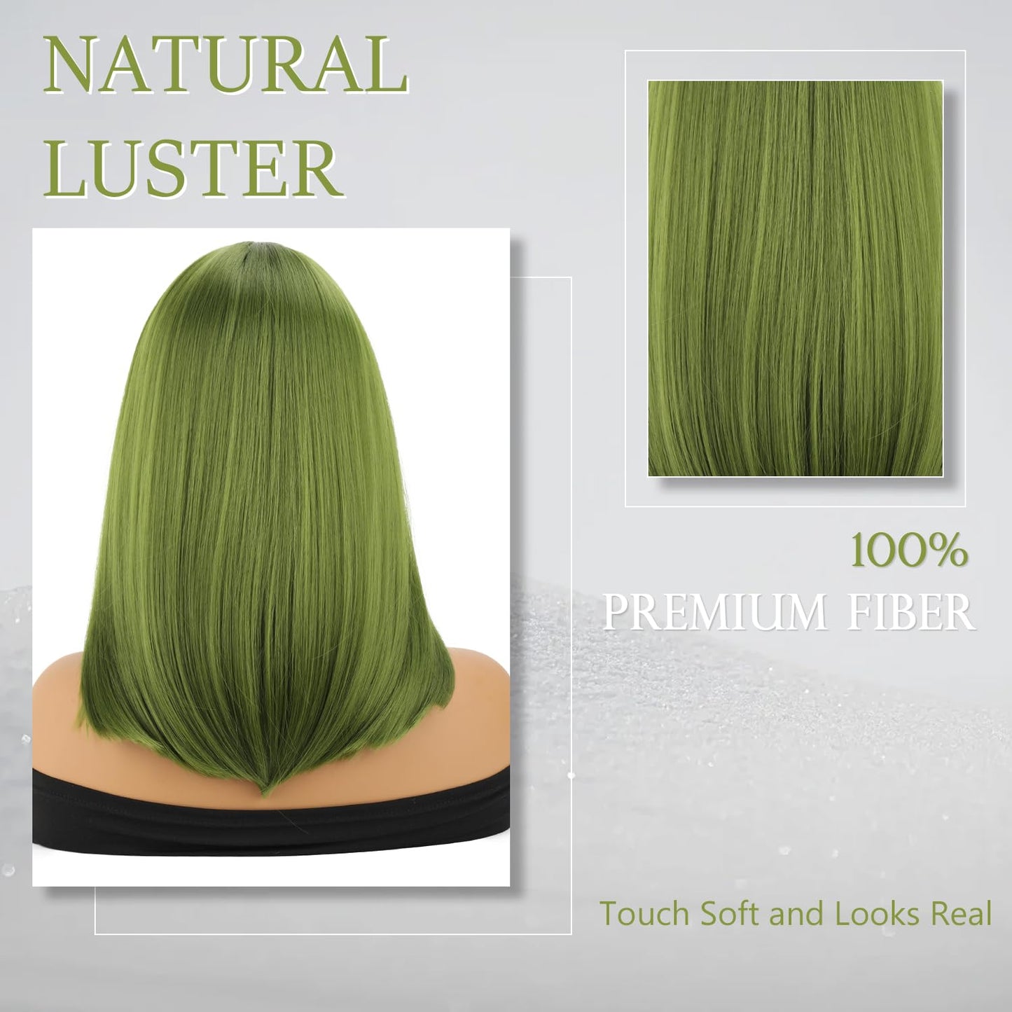 XC CLOUDS Green Wigs Green Straight Hair Wigs Green Bob Wigs For Women Green Glueless Wigs 180% Density Blunt Cut Bob Wigs for Halloween or Daily Use Green Synthetic Wigs Bob Straight Wigs