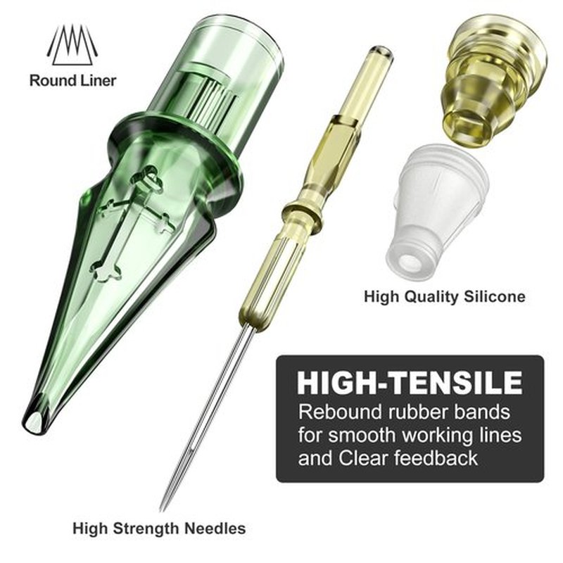 50Pcs Tattoo Needles Assorted,Solong Pro Disposable Tattoo Needles Size #12 Round Liner-10Pcs each of 3RL,5RL,7RL,9RL,11RL Tattoo Cartridge Needles EN01S-50KIT-E