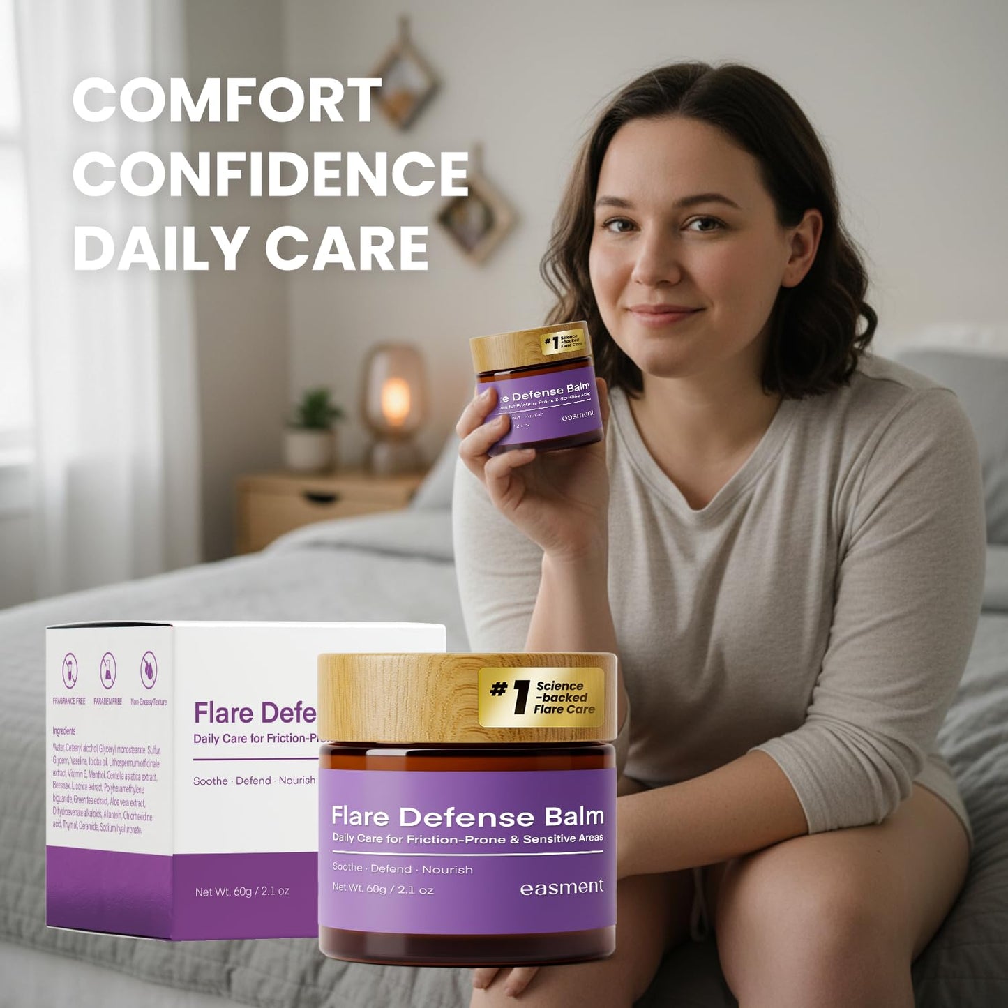 Hidradenitis Suppurativa Flare Defense Balm Cooling Formula: 2oz Daily Protection for Flare-Prone, Bump-Prone, Friction-Prone Skin – Non-Greasy, Non-Staining – Microsilver BG™, Zinc Oxide & Botanicals
