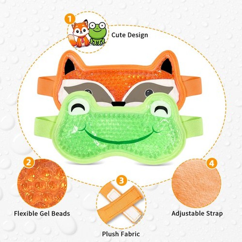 CONBELLA 2PCS Adorable Cooling Eye Mask Gel Eye Mask, Reusable Hot Cold Therapy Cold Eye mask for Post Surgery, Puffiness, Dark Circles, Eye Bags, Dry Eyes