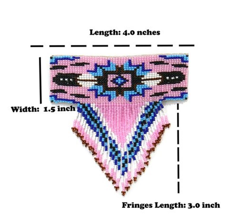Beaded Hair Clips Native American Style Handmade Collection (Baby Pink)