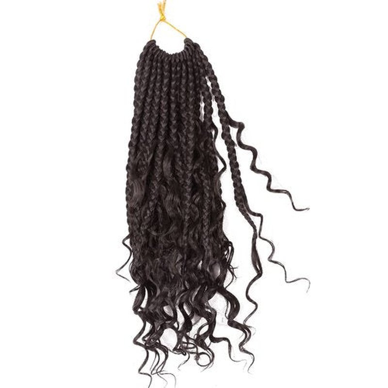 Goddess Box Braids Crochet Hair 12 Inch Boho Crochet Box Braids With Curly Ends,Bohomian Box Braids Crochet Hair Pre-looped 8 Packs Synthetic Braiding Hair Extensions #4