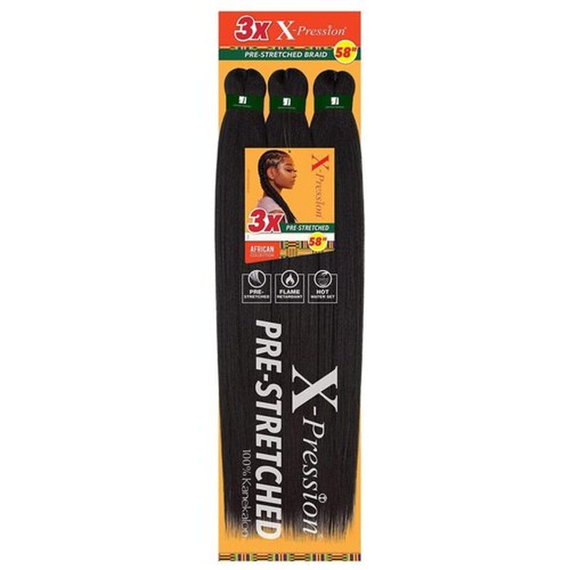 Sensationnel Xpression prestretched braiding hair - 3x xpression 58inch kanekalon fiber flame retardant smooth yaki braid - 3x x-pression 58 inch (1 pack, T1B/BG)