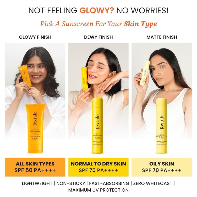 Fox.tale SPF 50 Glow Sunscreen with Vitamin C and Niacinamide, Golden Hour Glow