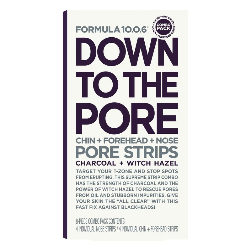 FORMULA 10.0.6 - Down to the Pore Strips - Pore Cleansing Strips, Removes Blackheads & Clears Clogged Pores with Charcoal and Witch Hazel, 6 Count