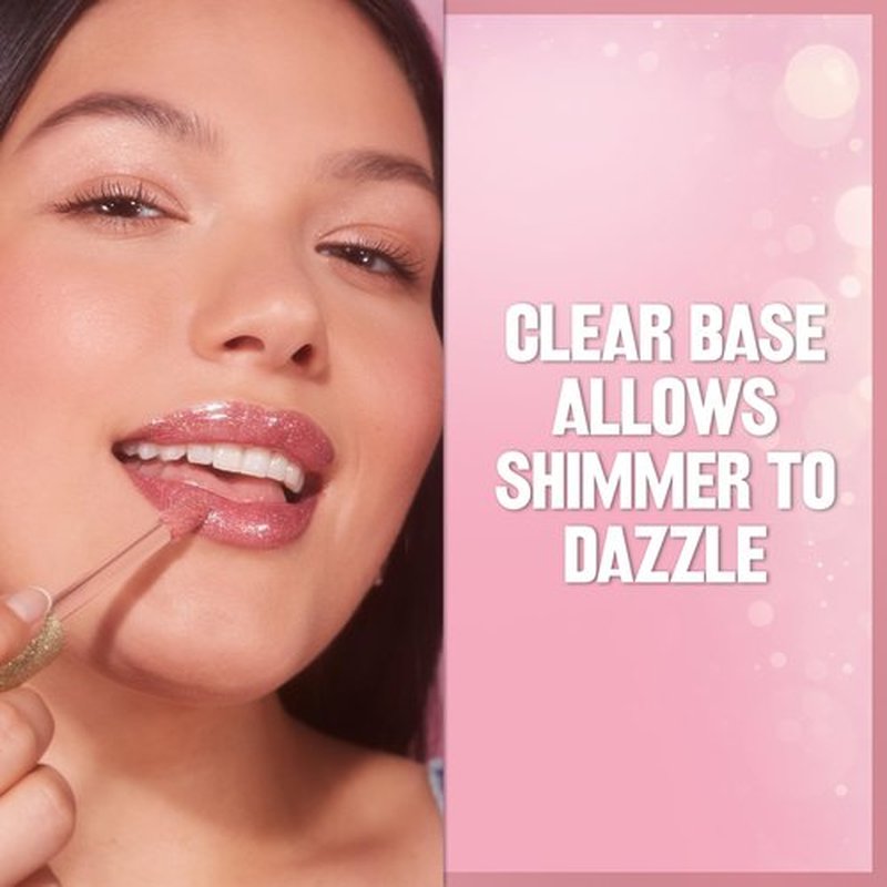 REVLON Super Lustrous Glimmer Gloss, Lip Makeup, Non-Sticky Finish Made with Plant-Based Glitter and Light-Refracting Pearls for High-Impact Shimmer, 010 Indigo Ice, 0.13 fl oz