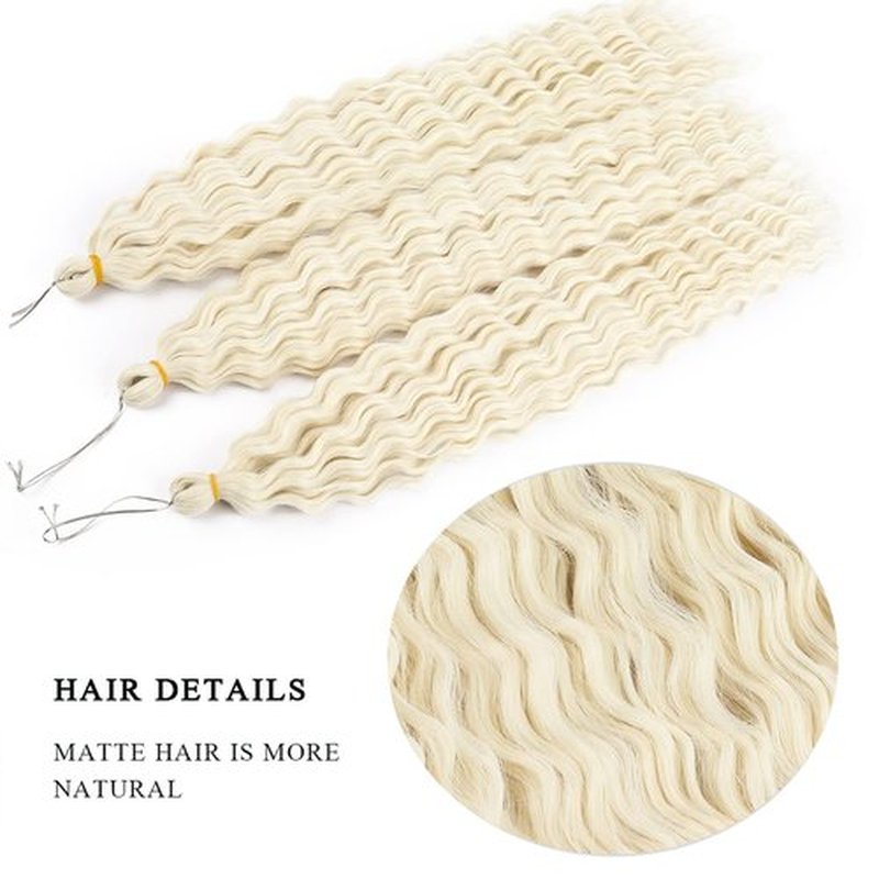MAYSA Blonde Ocean Wave Crochet Hair 22inch Curly Braiding Crochet 6packs Synthetic Wavy Crochet Hair Extensions for Women # Platinum Blonde