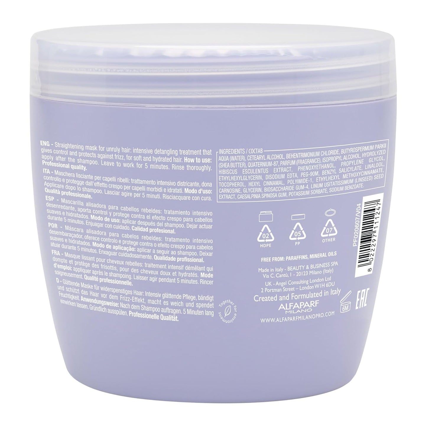 Alfaparf Milano Semi Di Lino Smooth Mask for Frizzy and Rebel Hair - Intensive Detangling Hair Treatment - Controls Frizz - Straightens and Hydrates Unruly Hair