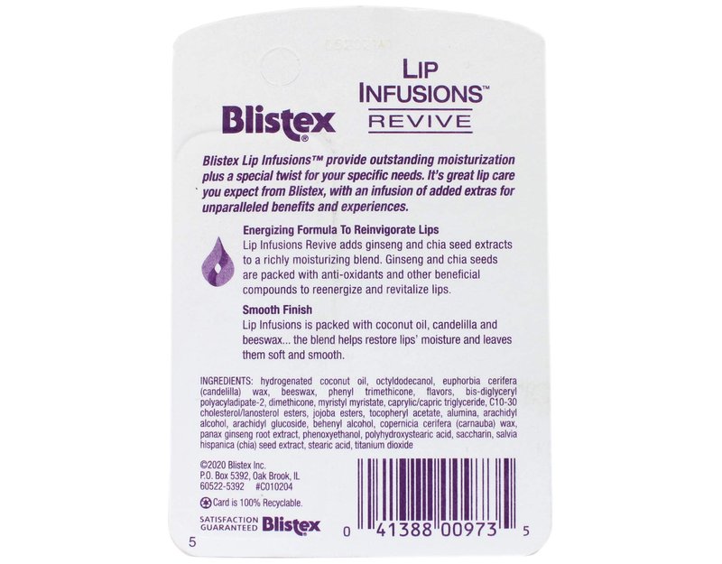 Blistex Lip Moisturizer Lip Infusions Revive, 0.13 oz (Pack of 2)