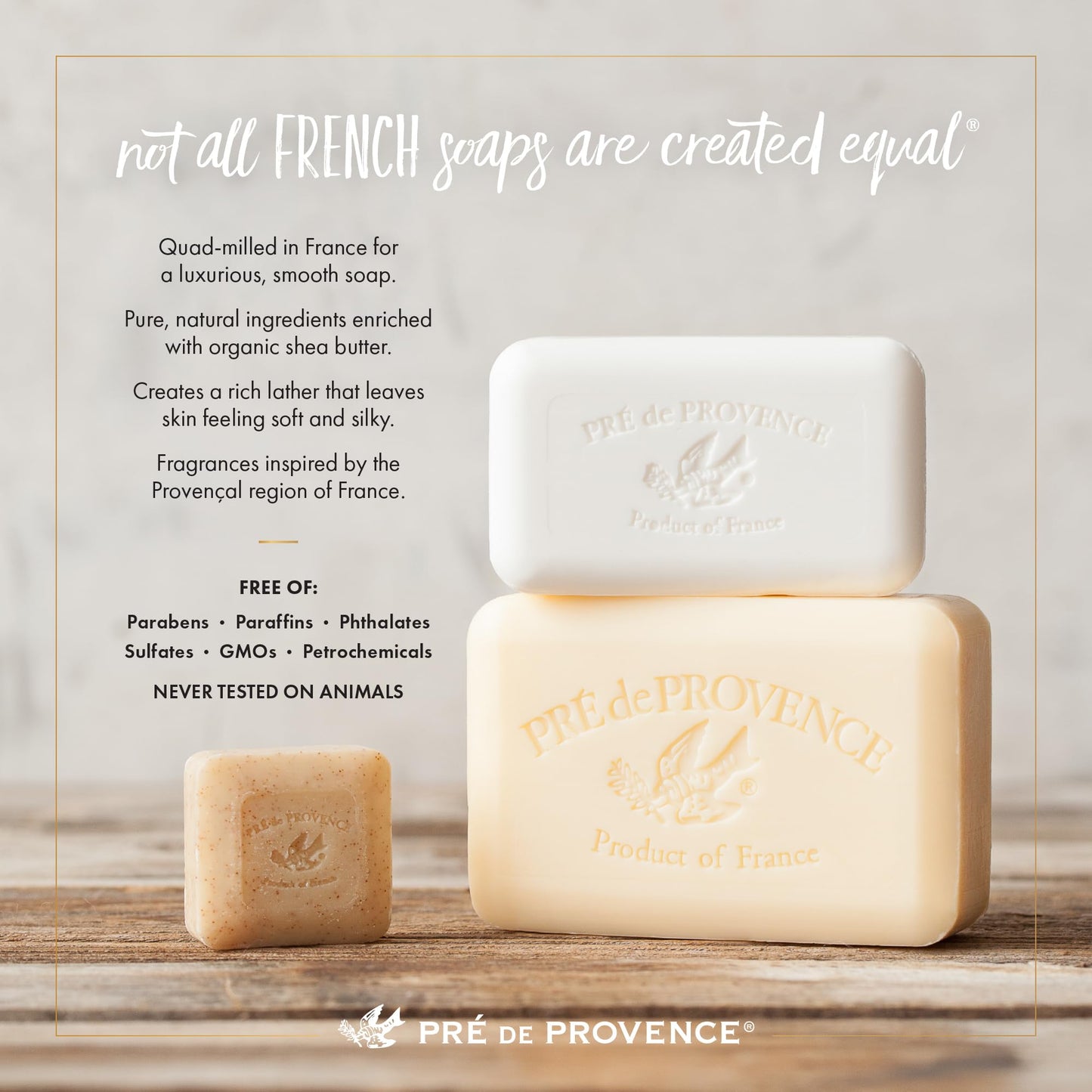 Pre de Provence Artisanal Soap Bar, Natural French Skincare, Enriched with Organic Shea Butter, Quad Milled for Rich, Smooth & Moisturizing Lather, Grapefruit, 5.3 Ounce