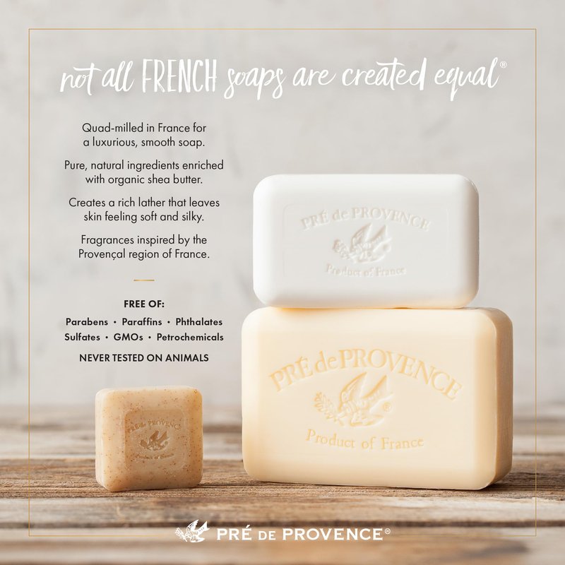 Pre de Provence Artisanal Soap Bar, Natural French Skincare, Enriched with Organic Shea Butter, Quad Milled for Rich, Smooth & Moisturizing Lather, Grapefruit, 5.3 Ounce