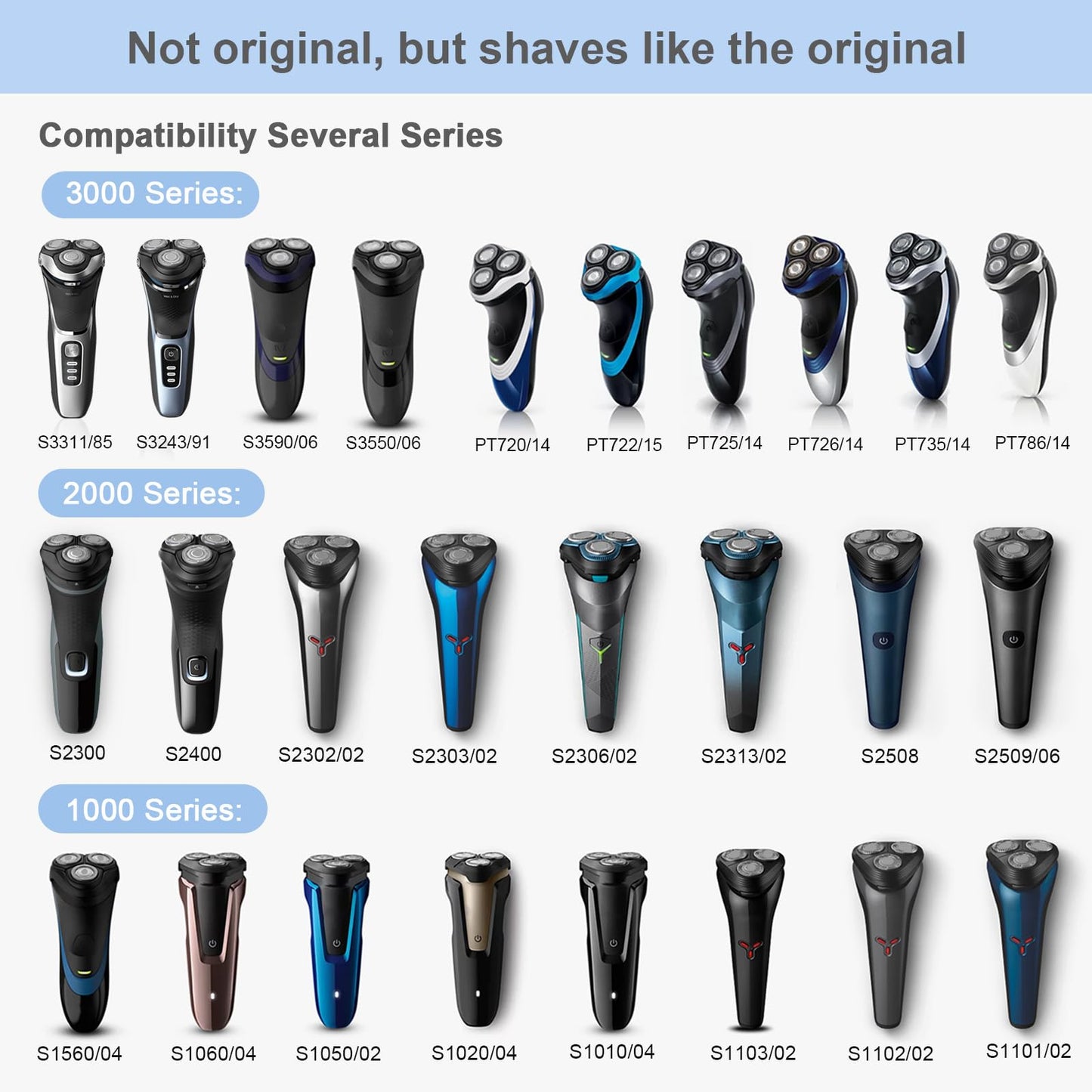 SH30 Replacement Heads for Philips Norelco Shaver Series 3000, 2000, 1000 and S1560, Blades for Razor 2400, 3600, 3800, 6-Pieces Pack