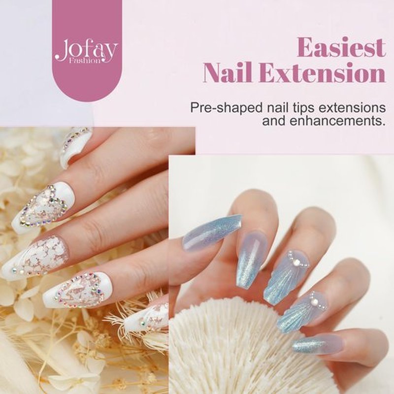Gel Nail Kit, Short Coffin Nail Tips Full Cover False Nails 504Pcs with LED Nail Light, Nail Prep Dehydrate, Solid Nail Glue Nail Clipper Easy DIY Nails Art Home 12 Sizes Gel Nail Extension Kit
