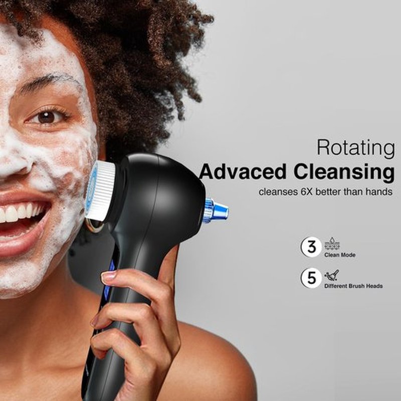UMICKOO Face Scrubber Exfoliator with LCD Screen,Rechargeable Facial Cleansing Brush IPX7 Waterproof 3 in 1 Blackhead Remover Vacuum for Exfoliating,Massaging and Deep Pore Cleansing