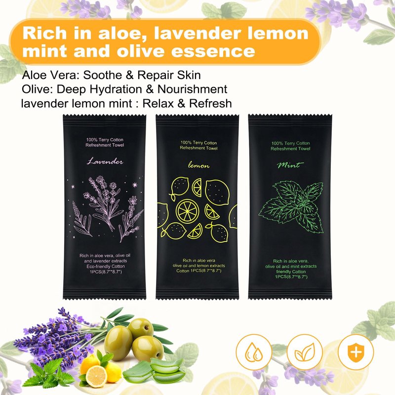 Moist Cotton Towel Bulk Moist Towelettes Individually Wrapped 8.7" x 8.7",White Towel Services,Refreshment Pre Moistened Towels Peach,Rose and Coconut for Sport Party Spa