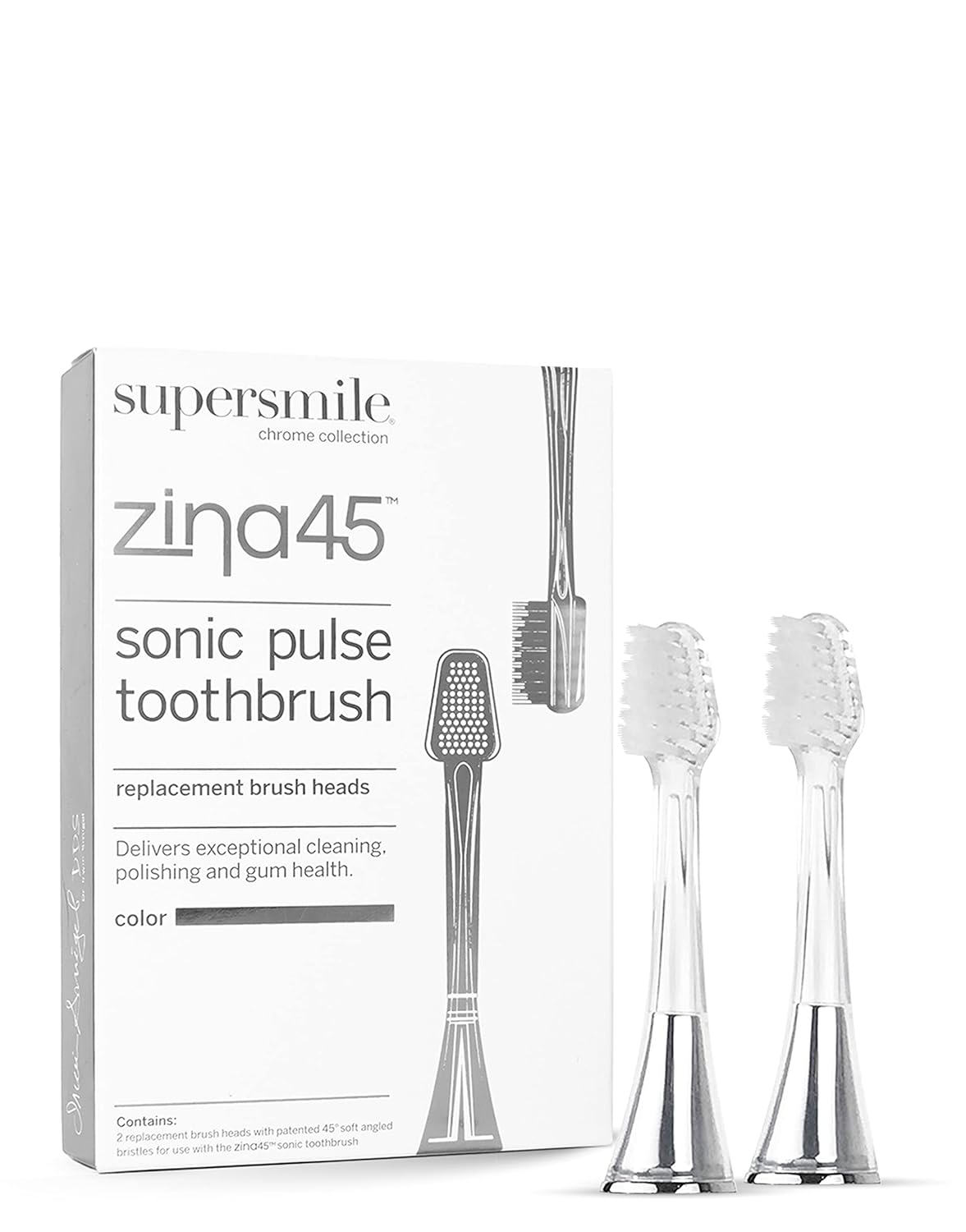 Supersmile Zina45 Replacement Brush Heads for Sonic Pulse Toothbrush