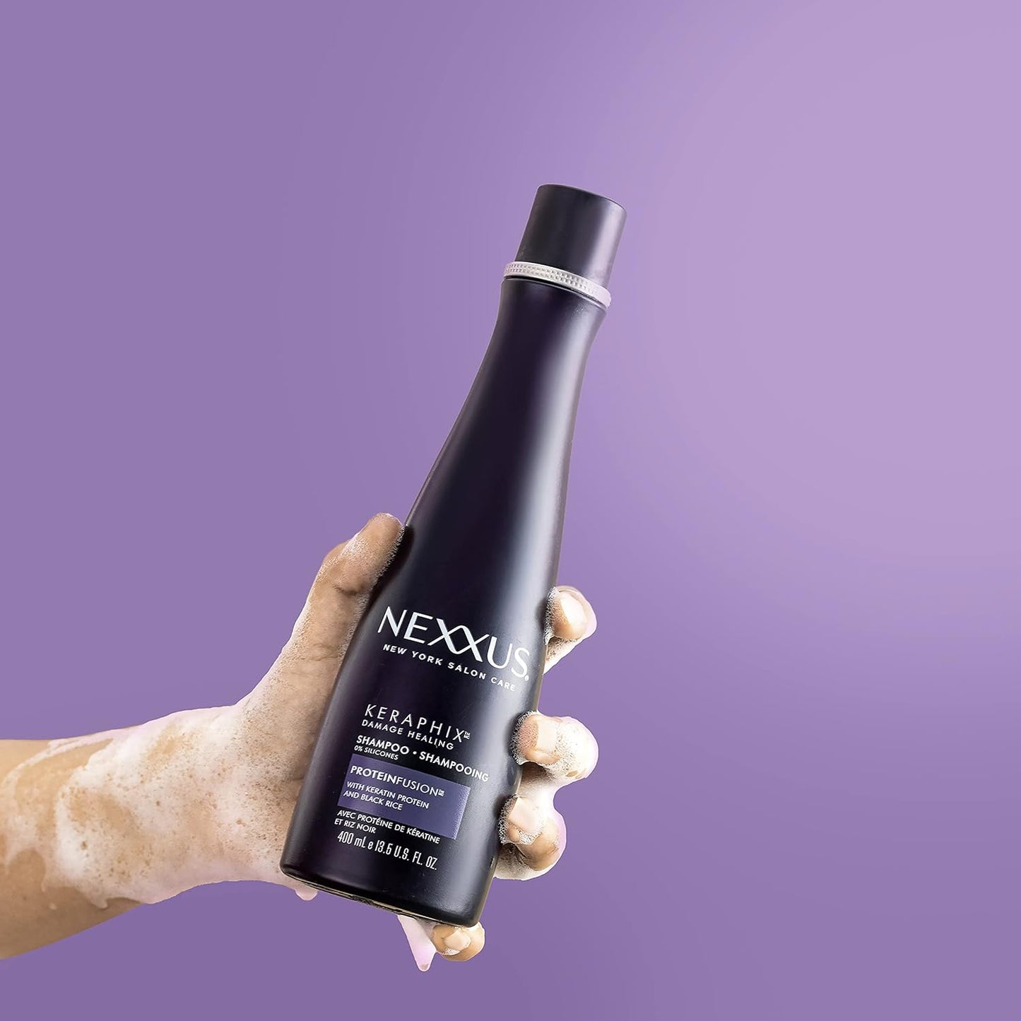 Nexxus Keraphix Shampoo With ProteinFusion for Damaged Hair Keratin Protein, Black Rice, Silicone-Free 33.8 oz