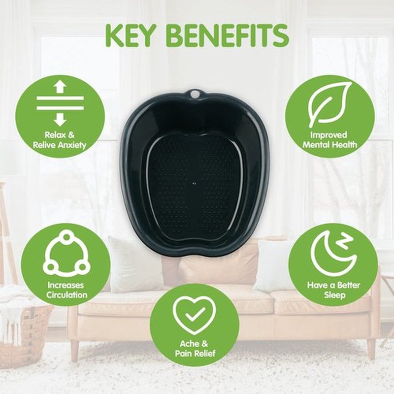 Lemoncy Foot Soaking Tub, Durable Foot Soaking Bath Basin Large Foot Bucket Wash Basin Plastic Foot Tub Convenient Foot Massager Spa for Detox,Toe Nails, and Ankles,Pedicure (Black)