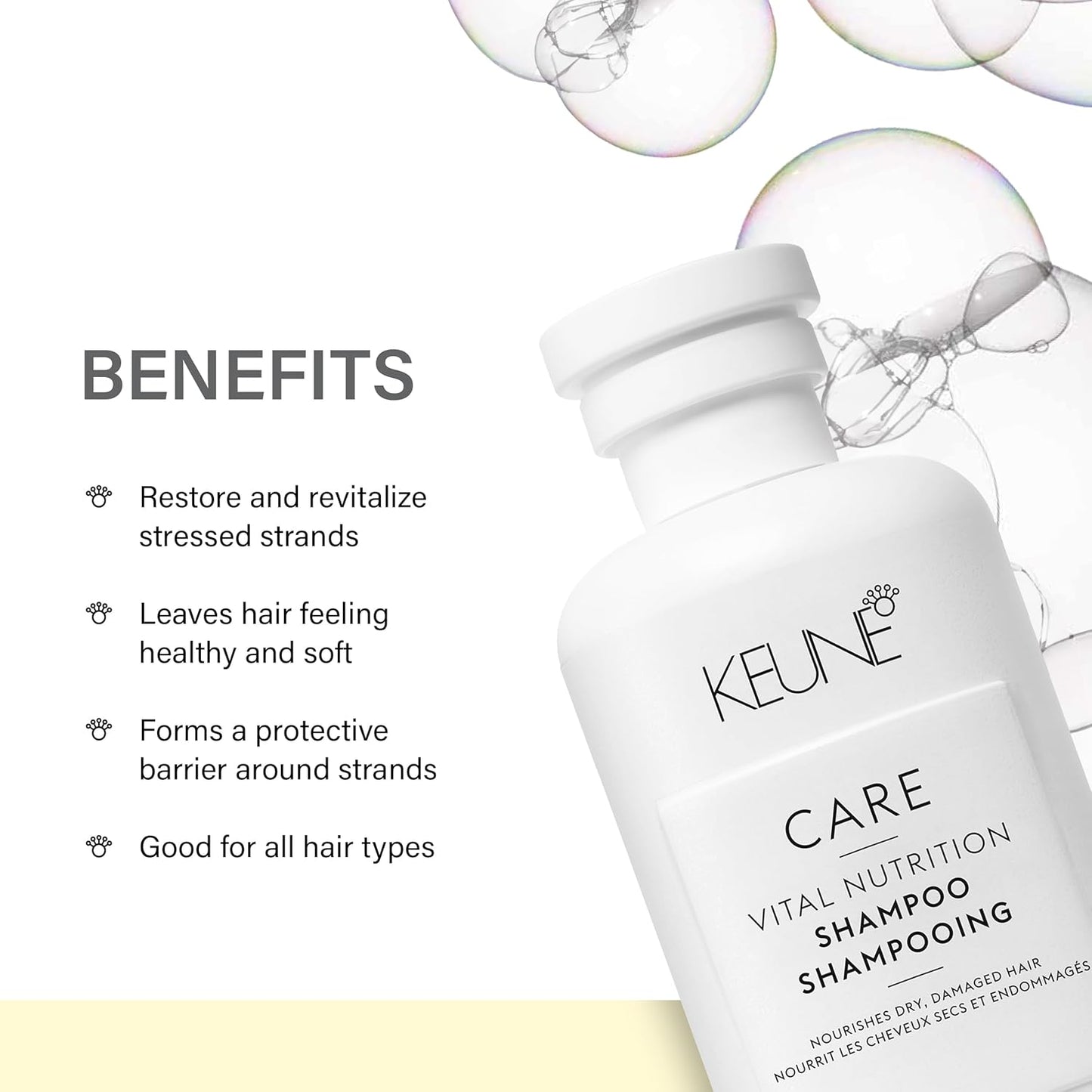 Keune Care Vital Nutrition Shampoo, Intense Nourishing & Moisturizing Cleanser for Dry or Damaged Hair, 10.1 Fl Oz
