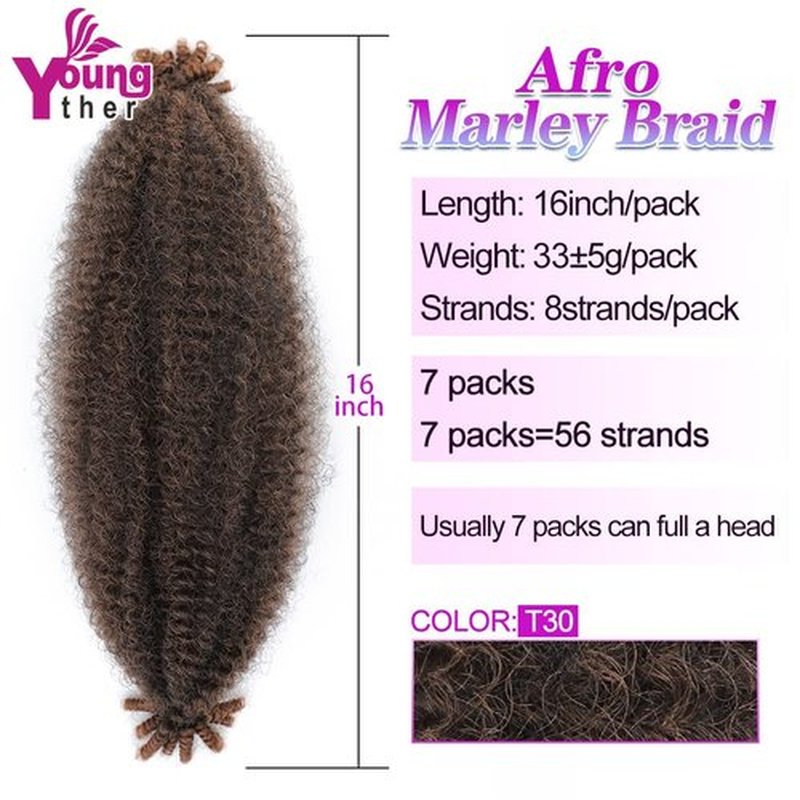 7 Packs Pre-Stretched Marley Twist Braiding Hair 16 Inch Soft Springy Afro Twist for Faux Locs Crochet Hair Spring Twist Braiding Hair Extension(16 Inch (Pack of 7), T30)