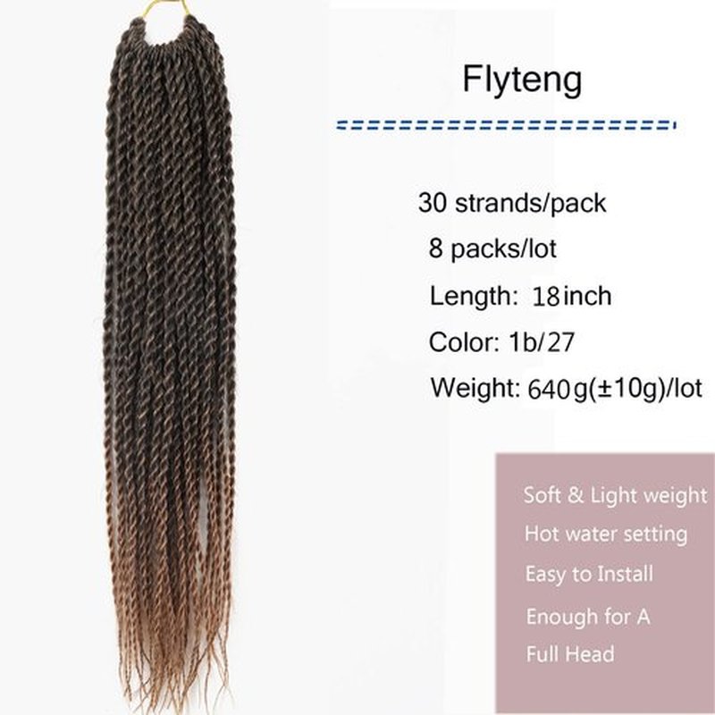 18 Inch 8Packs Senegalese Twist Hair Crochet Braids 30Stands/Pack Synthetic Braiding Hair Extensions for Black Women… (18inch, T1B/27)
