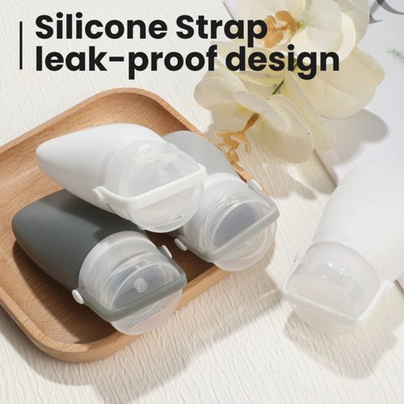 RONRONS Silicone Travel Bottles, 2oz Leak Proof Salad Container for Lunch, Travel Bottles for Toiletries TSA Approved Container for Shampoo Conditioner (2 Pieces)