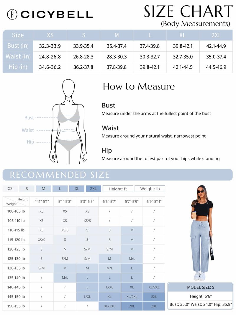 Cicy Bell Womens High Waisted Cargo Pants Straight Leg Ankle Length Drawstring Cotton Casual Hiking Work Pants with Pockets