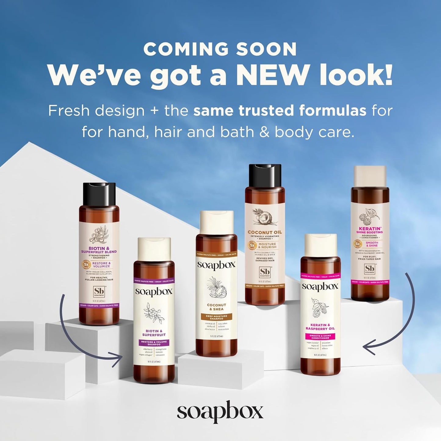 Soapbox Shampoo, Vegan & Cruelty Free Hydrating Shampoo with Argan Oil with Shea Butter, Color Safe, Paraben and Harsh Sulfate Free All Natural Hair Cleanser, 16oz (Pack of 3)