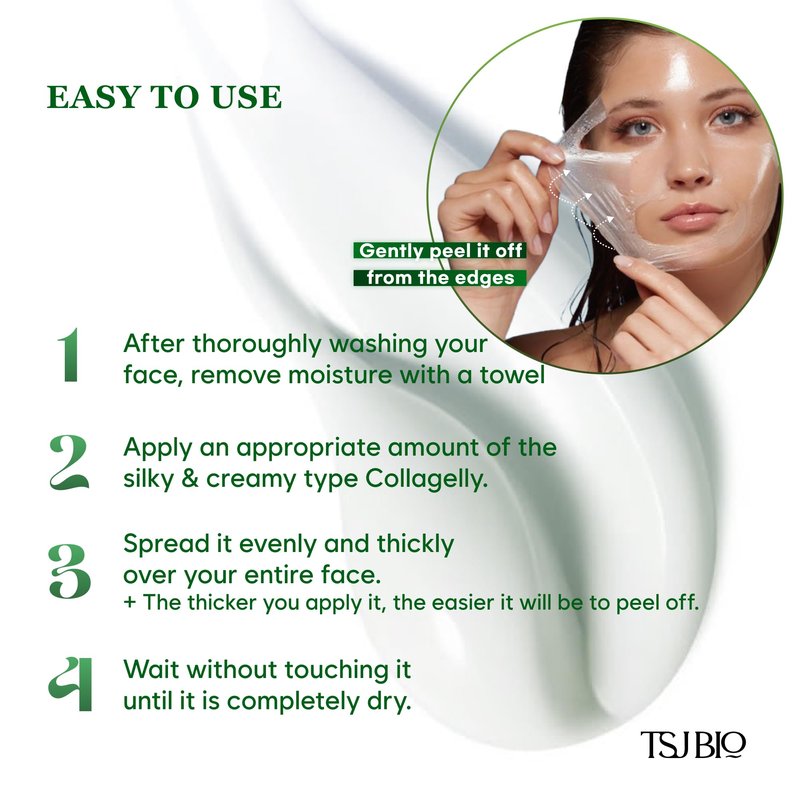 TSJ Bio NAD+ Collagelly Vegan Collagen Mask – 2.1 fl. Oz with 10,000ppm NAD+, NMN, Exosome Complex - Korean Skin Care | Super Peel-Off Face for Blackheads, Pores, Lifting, Exfoliating