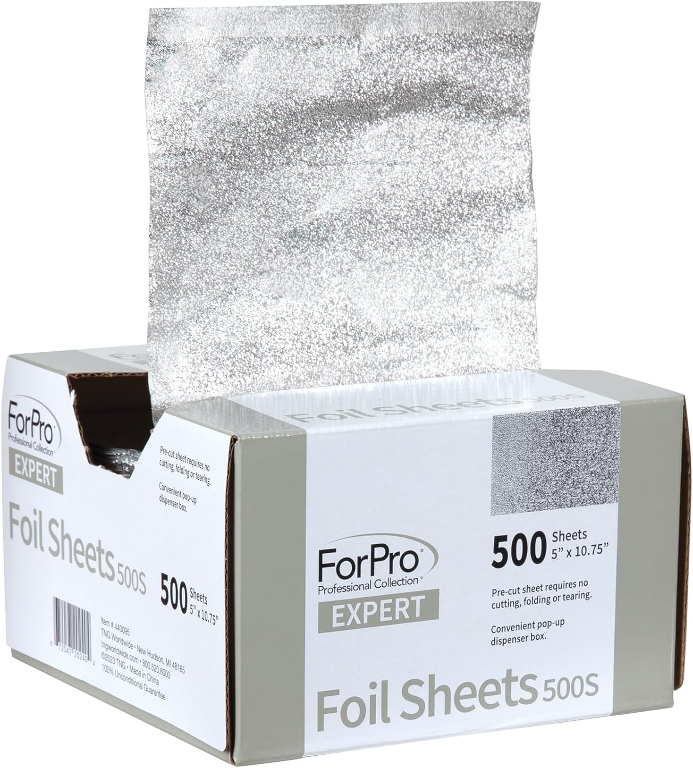 ForPro Expert Embossed Aluminum Foil Sheets 500S, Pop-Up Foil Dispenser, Hair & Food Safe, 5' W x 10.75' L, Pack of 2 (500-Count)