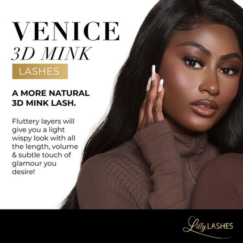 Lilly Lashes 3D Mink Venice | False Eyelashes | Reusable | Non-Magnetic | 100% Handmade