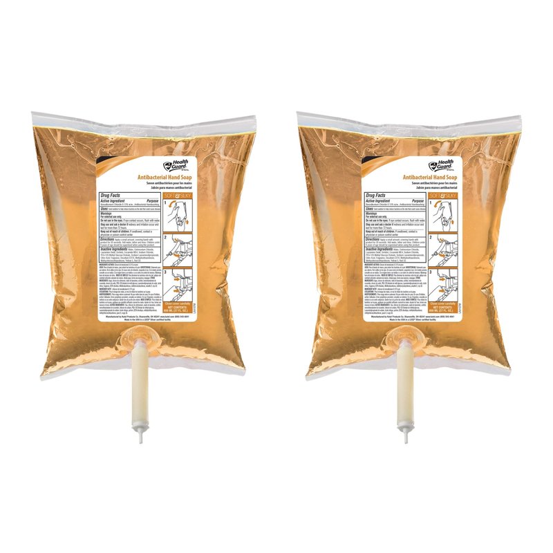 Health Guard 5065 Antibacterial Hand Soap Refill Pouch, 800 mL, Amber Citrus Spice, Bulk Foaming Soap for Commercial and Home Dispensers - Pack of 2