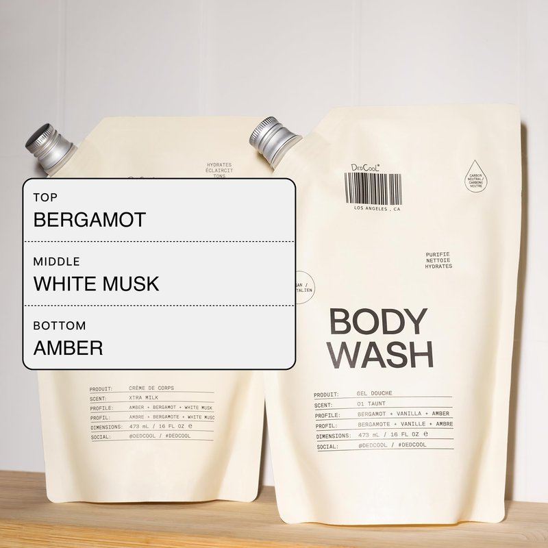 DedCool Body Wash Refill | Xtra Milk | Shea Butter, Aloe & Snow Mushroom | Hydrating, Non-Toxic, Vegan | Bergamot, White Musk & Amber | 16 fl oz