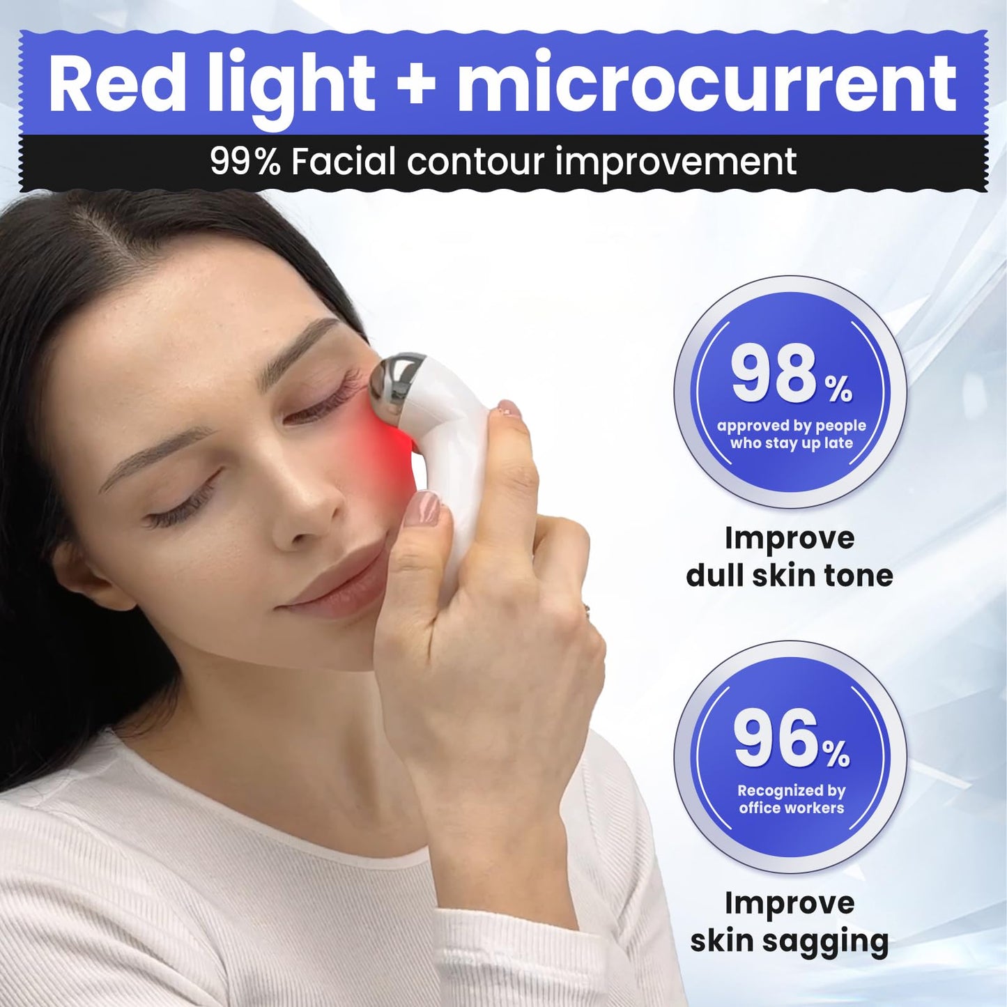 Microcurrent Facial Device,Latest Red Light Technology,Enhances The Ability to Lift The Face and Tighten The Skin,USB Red Light Device for Face,for Facial Wrinkle Equipment