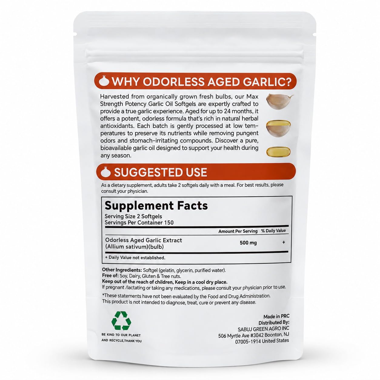 Zontixyrl Aged Garlic Extract Softgels - Odorless Formula for Heart & Immune Support | Max Strength | Non-GMO | Gluten-Free | 300 Softgels