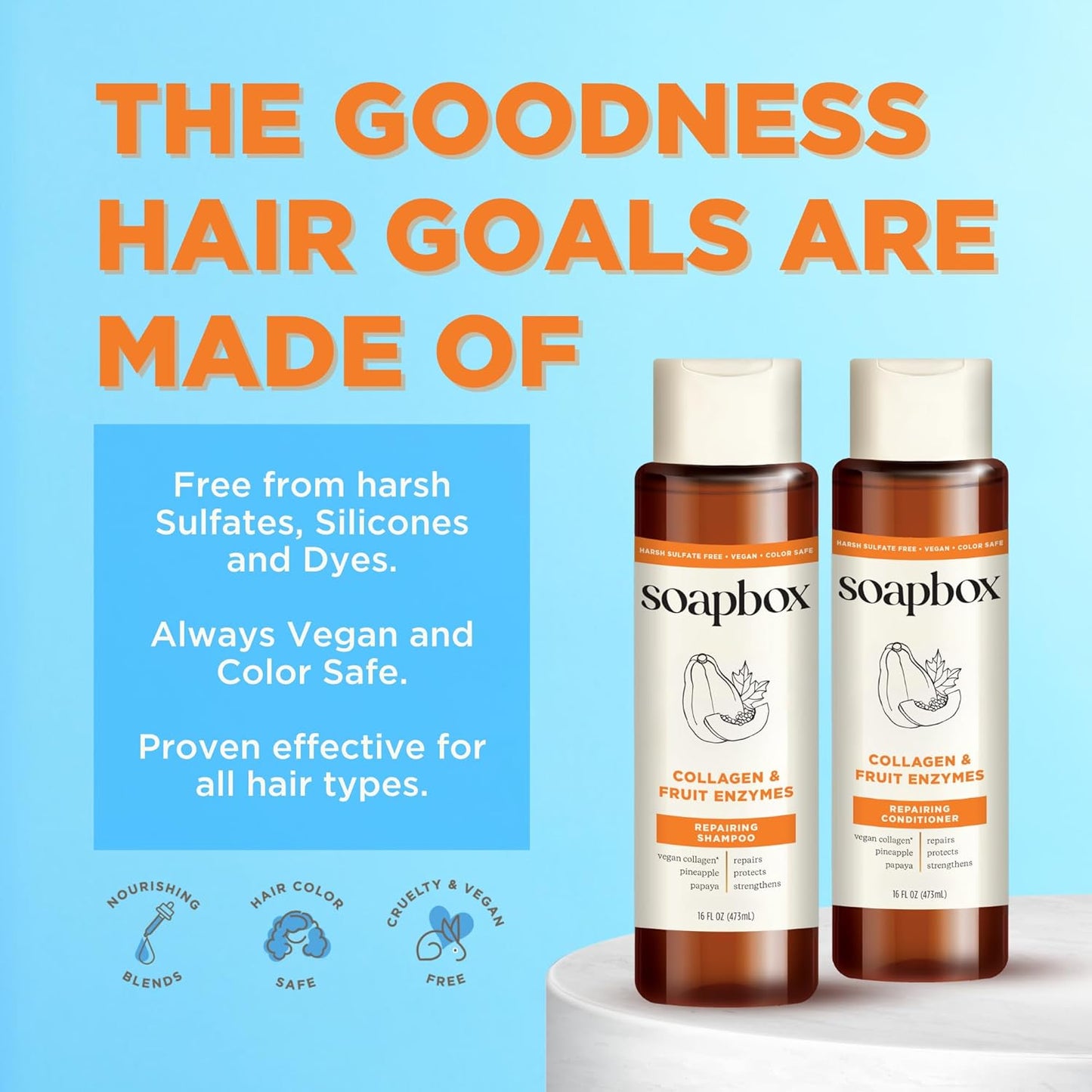 Soapbox Argan Oil with Shea Butter Conditioner, Volumizing, Vegan, Color Safe, Sulfate & Silicone Free Hair Conditioner, 16oz, Pack of 3
