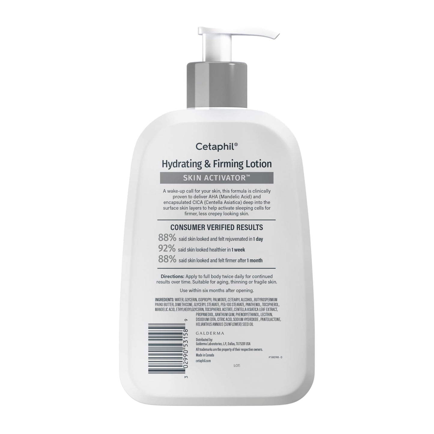 Cetaphil Skin Activator Hydrating & Firming Body Lotion 16oz, Mandelic Acid (AHA) and Centella Asiatica (CICA) Body Moisturizer, Hydrates and Firms Aging Skin, Anti-Aging Body Skincare