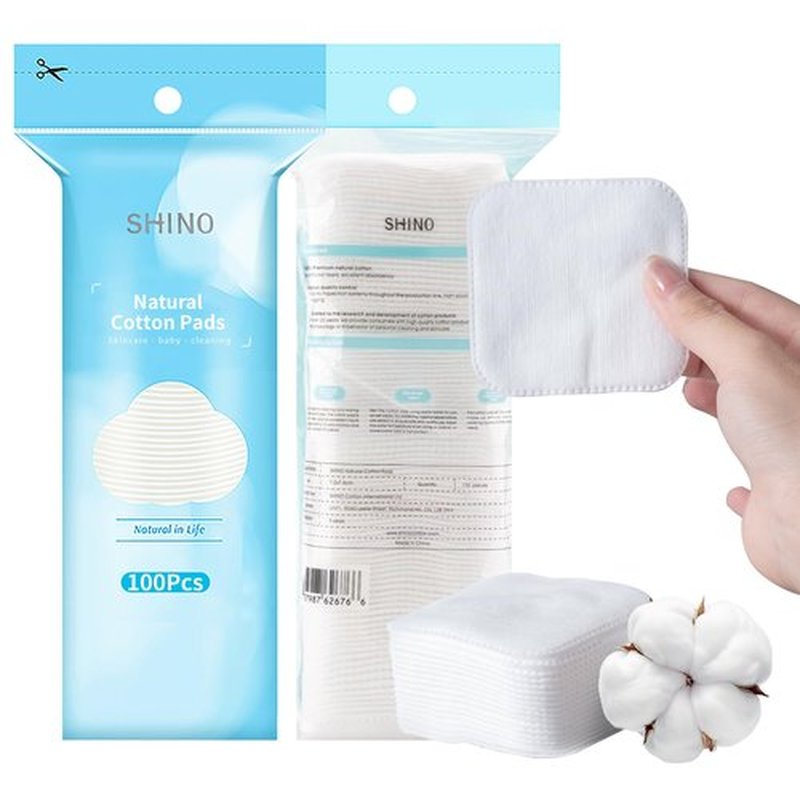 SHINO Natural Square Cotton Pads, 200 Ps Biodegradable Pads, Makeup Remover Pads for Sensitive Skin - Beauty, Personal Care, Baby Care & Daily Cosmetics (Pack of 2)