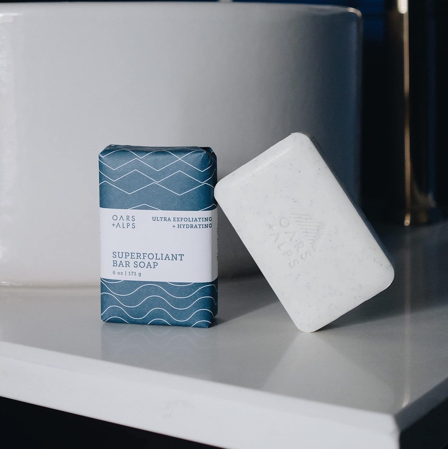 Oars + Alps Blue Charcoal Exfoliating Men's Bar Soap, Dermatologist Tested and Made with Clean Ingredients, Travel Size, 3 Pack, 6 Oz Each