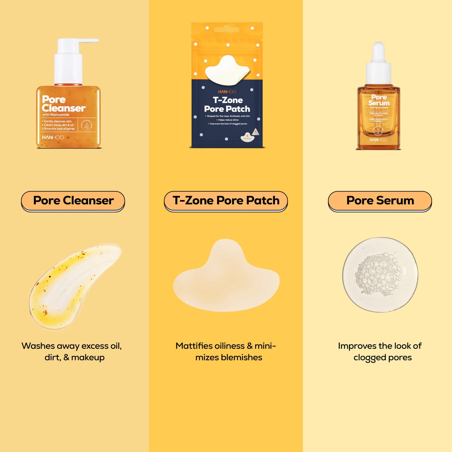 Hanhoo T-Zone Pore Patch Bundle, 24 Pore Patches, 24 Triangle Blemish Patches, Improves Look of Clogged Pores, Mattifies, Shrinks Pimples on T-Zone, Blackhead and Acne Treatment, Korean Skincare