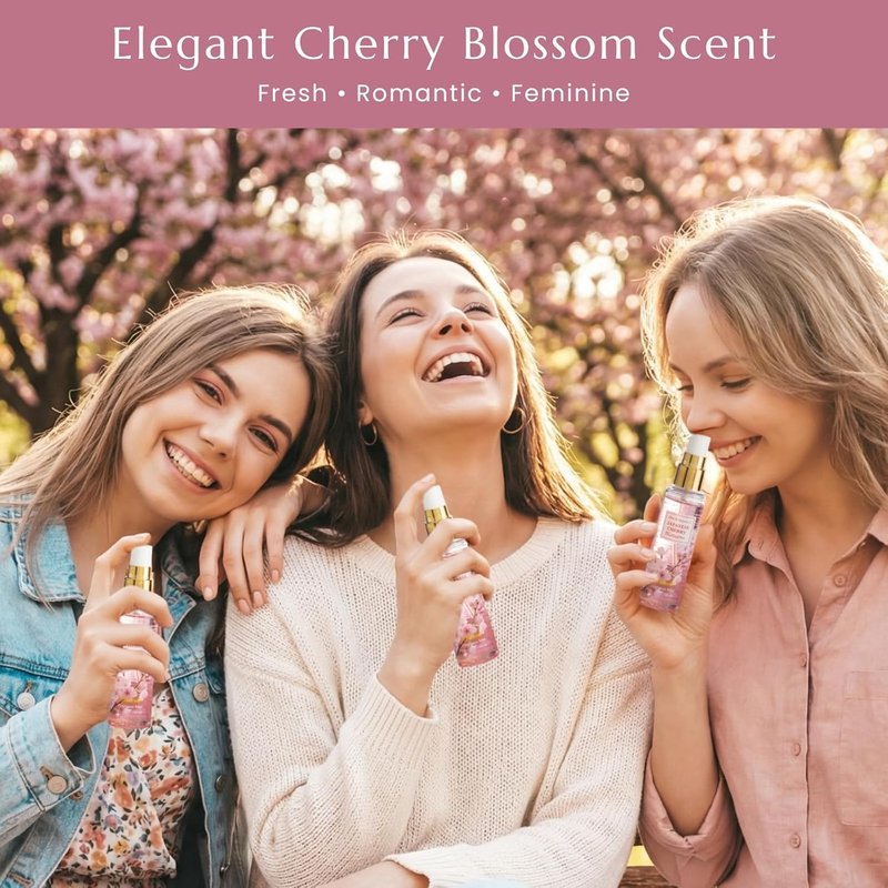 BBlove Body Mist Set for Women – Japanese Cherry Blossom Bath & Body Care, Body Spray 3 Pack (Travel Size 2.03 Fl Oz Each) – Floral Fragrance Gift Set for Mother's Day, Birthday & Holiday