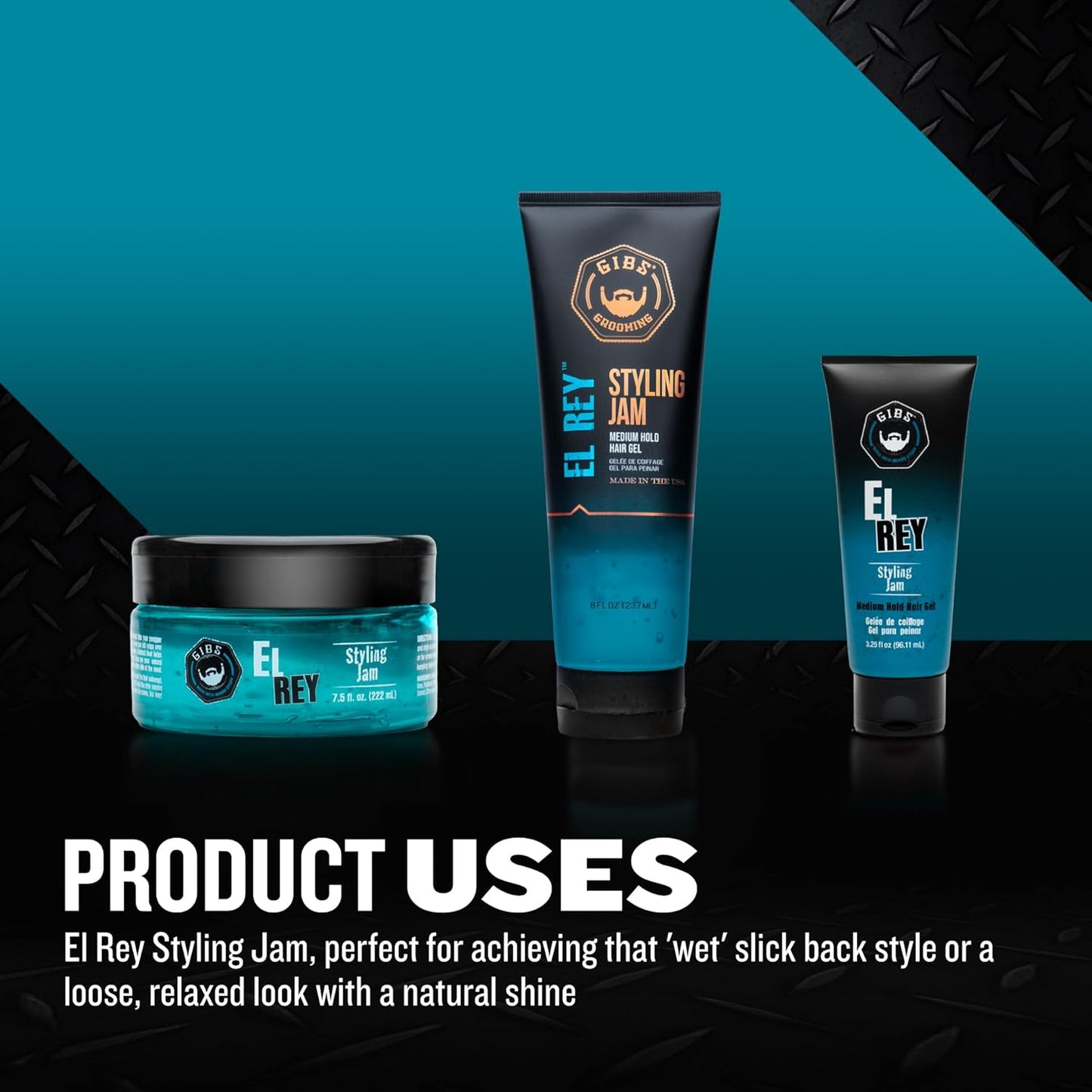 GIBS Grooming El Rey Styling Jam for Men, Medium Hold Hair Gel