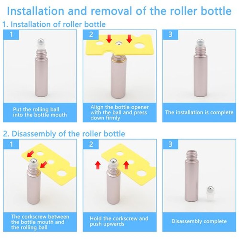 Newzoll 45 Pcs Glass Roller Bottles, 10 ml Thick Glass Roll on Bottles Massage Glass Roller Vials Containers for Essential Oil Perfumes Aromatherapy Lip Balms, Matte Rose Gold