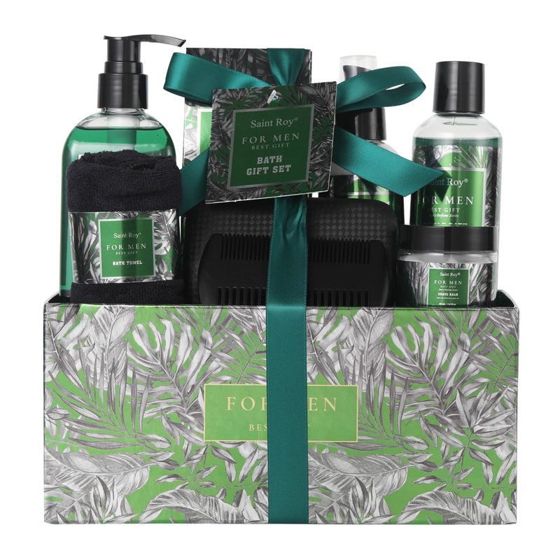 15 Pcs Fathers Day Gifts for Men Dad, Cedar & Bergamot Bath & Body Gift Basket, Face Skin Care Kit, Self-Care Gift, Beard Balm, Shower Gel Men Gift set, Birthday, Christmas, Mother, Husband