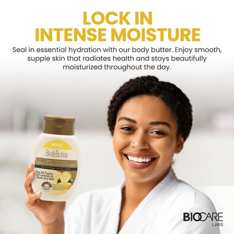 Biocare Labs Moisturizing Body Butter - Body Cream With Vitamin C & Collagen - Instantly Penetrates and Deeply Renews Skin - Lotion Designed For Uneven Skin Tones