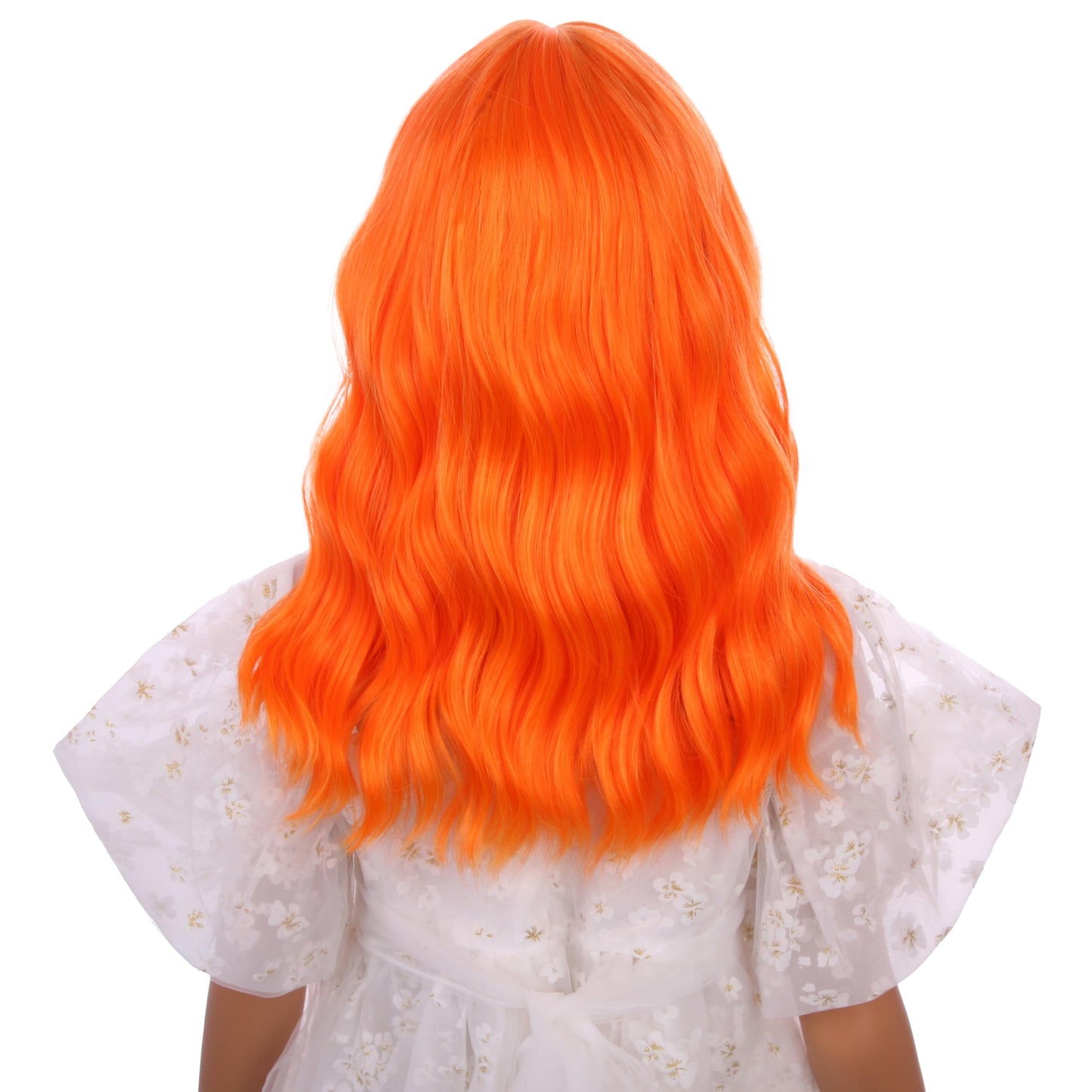Edivd Child Bright Orange Wig Kids Short Light Orange Wig with Air Bangs Short Orange Wavy Curly Wig for Girls Heat Resistant Synthetic Wig with Wig Cap