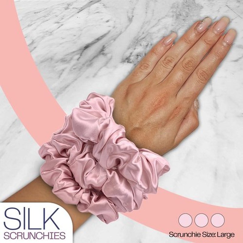 Celestial Silk Mulberry Silk Scrunchies for Hair (Soft Pink)