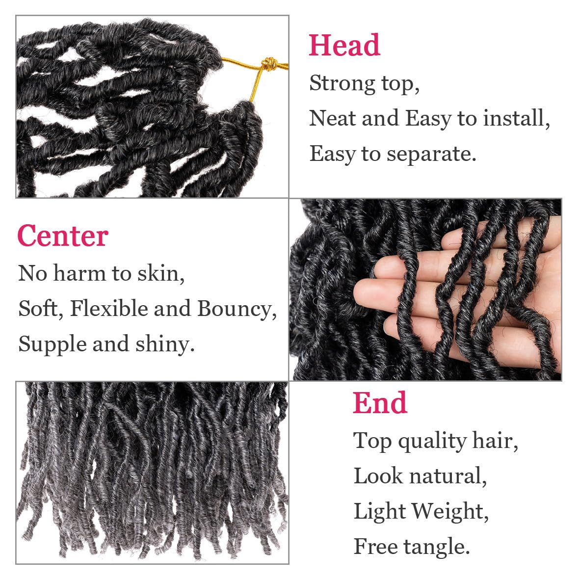 Leeven 108 Strands Ombre Grey Soft Locs Crochet Hair 12 Inch 6 Packs Pre looped New Faux Locs Dreadlocks Crochet Locs Braids Hair Synthetic Locs Crochet Hair for Black Women Tgrey#