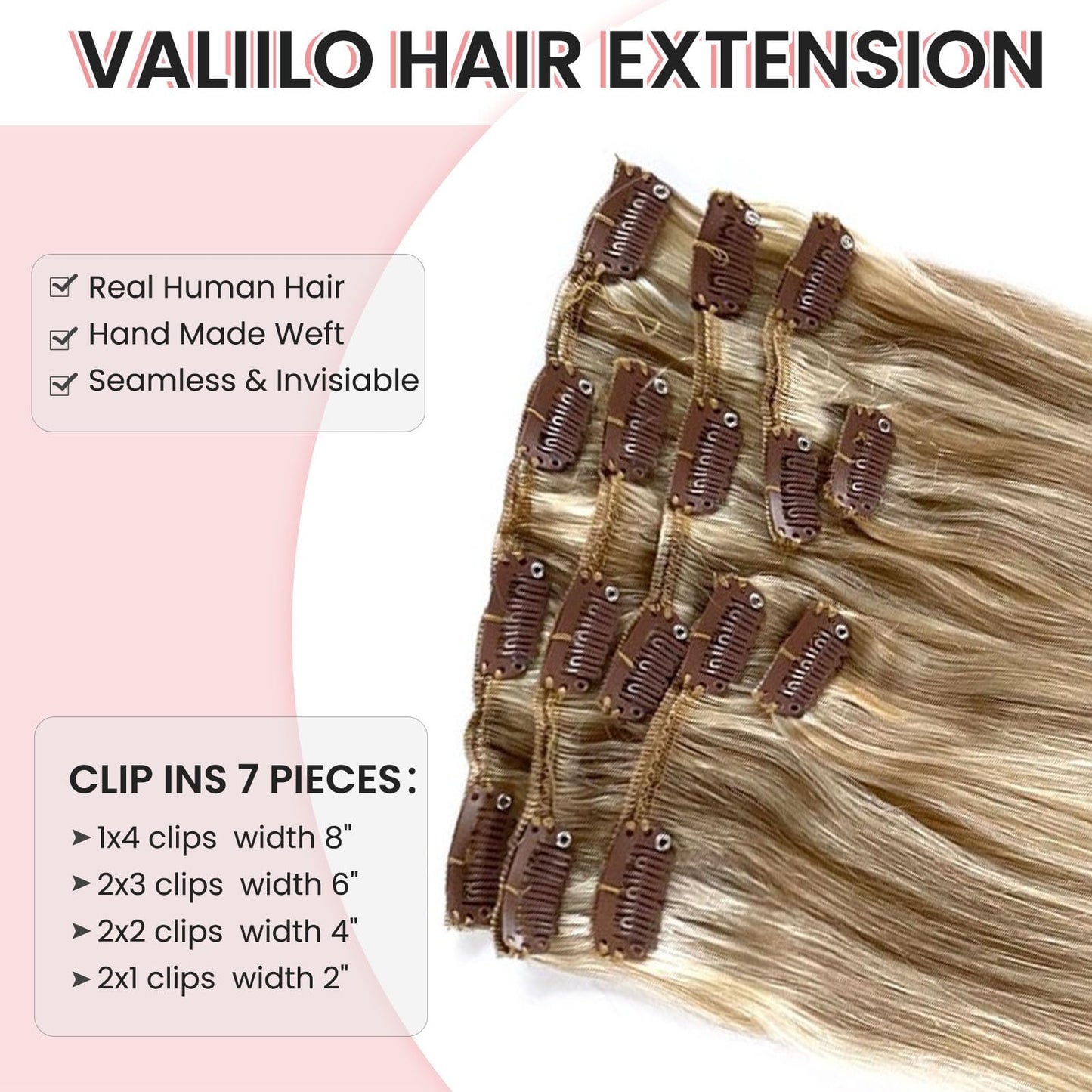 Clip in Hair Extensions Real Human Hair 70g 7pcs Seamless Clip in Hair Extensions Human Hair Beige Blonde and Platinum Blonde Balayage Clip ins Human Hair Extensions Long Straight Double Weft 20 Inch