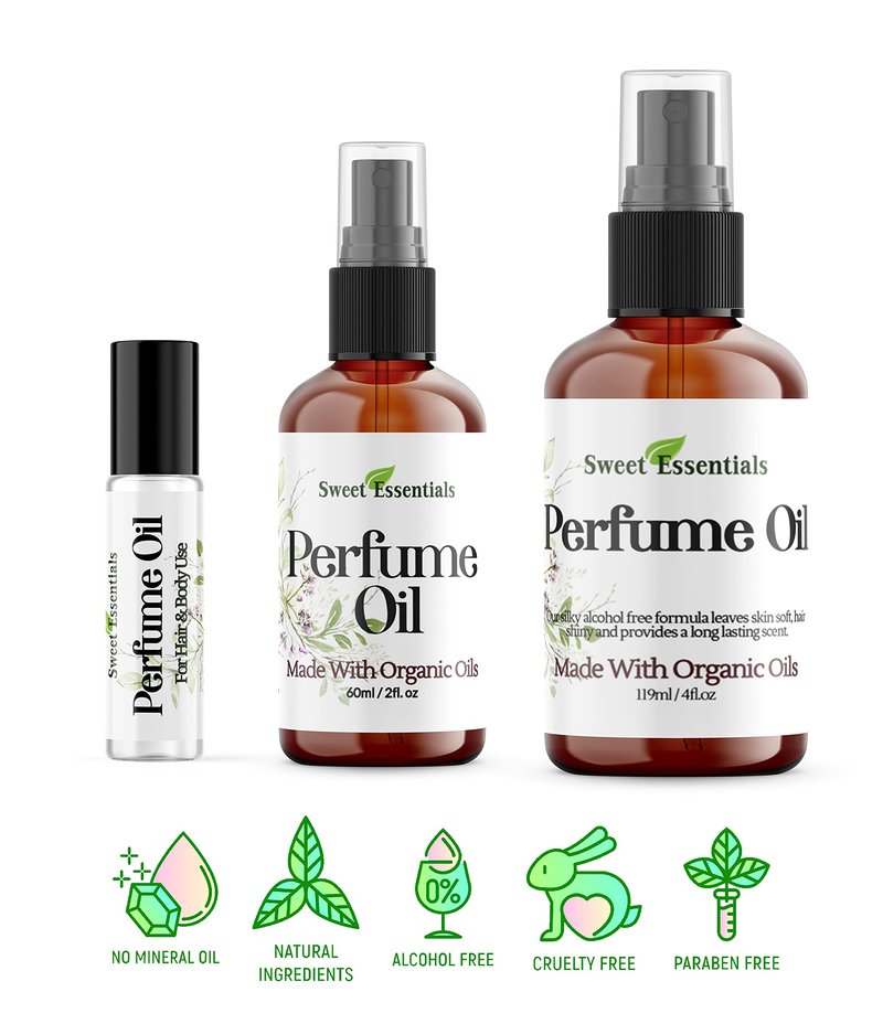 Sweet Essentials EGYPTIAN MUSK Perfume Oil, Made with Organic Oils, 2oz, Spray on Perfume Hair & Body Oil - Alcohol, Silicone & Preservative Free
